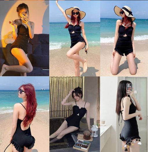 Women's Korean Halter Neck Swimwear, Sexy High Waist One-Piece Hollow Swimwear, Swimwear with Ruffles, Summer 2025 Beachwear