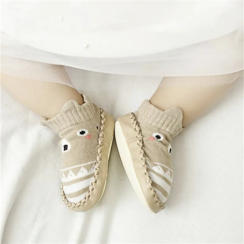Baby Shoes Socks Children Infant Cartoon Socks Baby Gift Kids Indoor Floor Socks Leather Sole Non-Slip Thick Towel Socks
