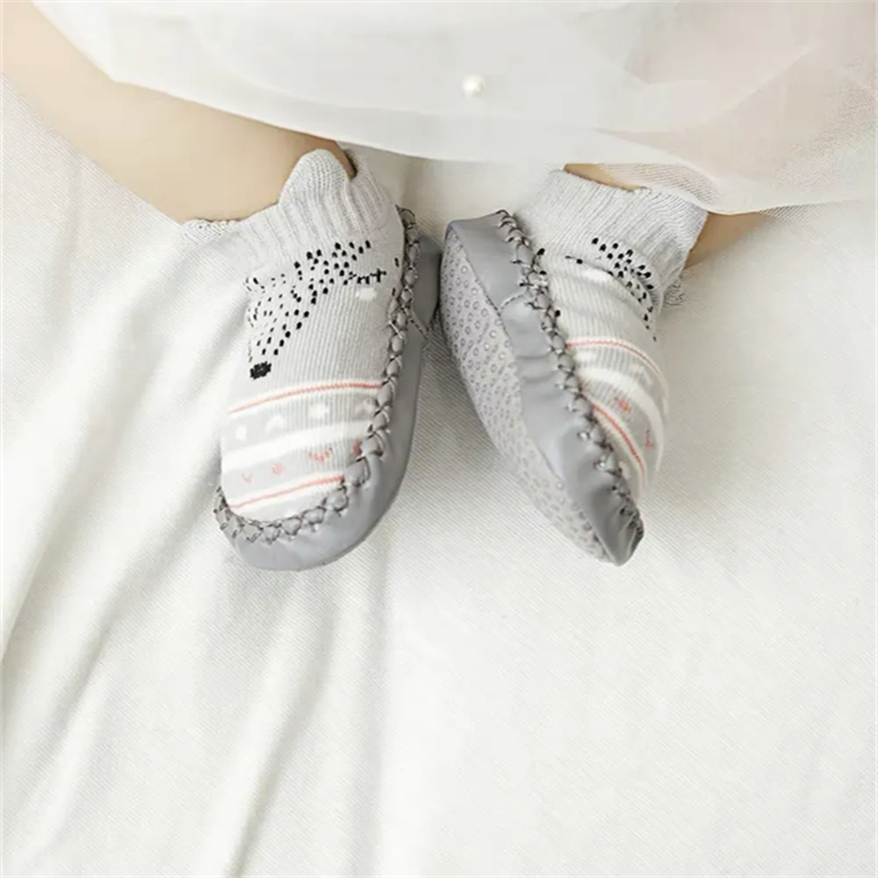 Baby Shoes Socks Children Infant Cartoon Socks Baby Gift Kids Indoor Floor Socks Leather Sole Non-Slip Thick Towel Socks