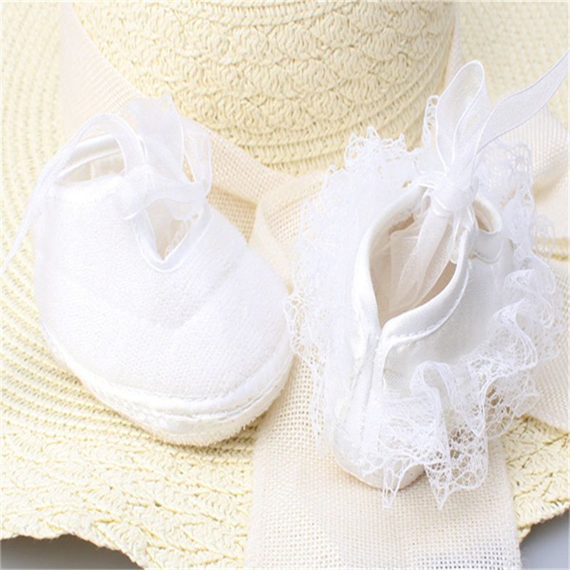 Baby New Born Girls Shoes Toddler Baby Soft Sole Slip Shoes Female Baby Lace Bow Princess Pink Shoes
