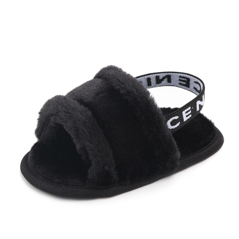 Hairy sandals, baby toddler shoes, soft bottom, breathable, cute low tube