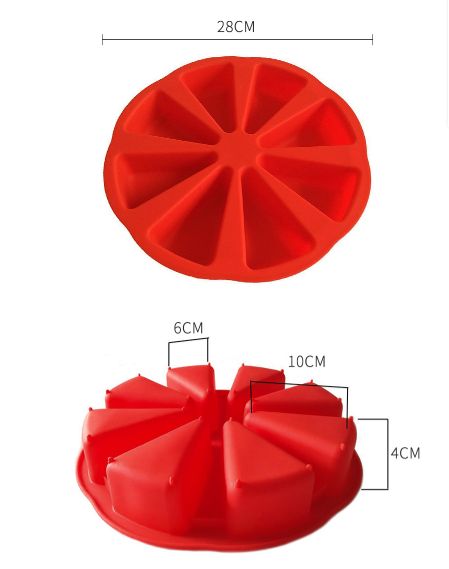 Silicone Mold for Cake, 8 Grilles, Triangular Shape, Dish for Pizza, Baking Utensils,  DIY, Molds for Cakes and Pastries