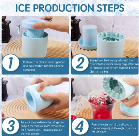 1pc Silicone Ice Cube Mold, Round Ice Cube, Summer Home Refrigerator, Frozen Ice Machine, Creative Ice Cube Mold, Bar Tools