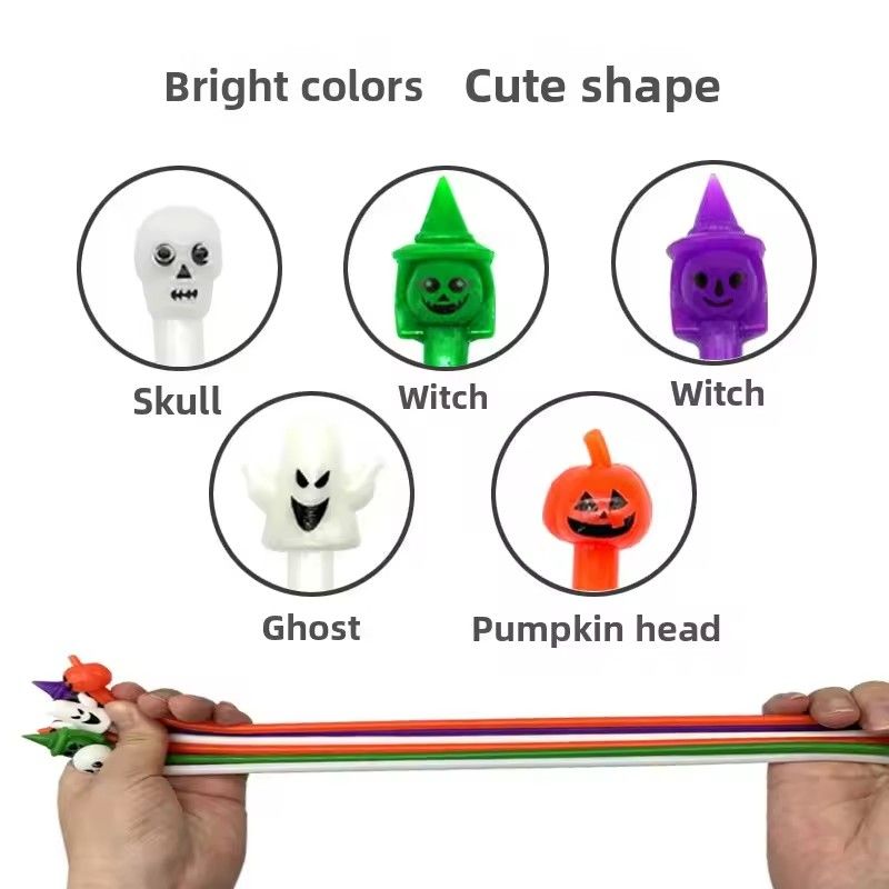 6pcs Noodle TPR Pumpkin Ghost Festival Lala Le Elastic Rope Bracelet Halloween Gift Stress Relief Toy Ventilatory Artifact