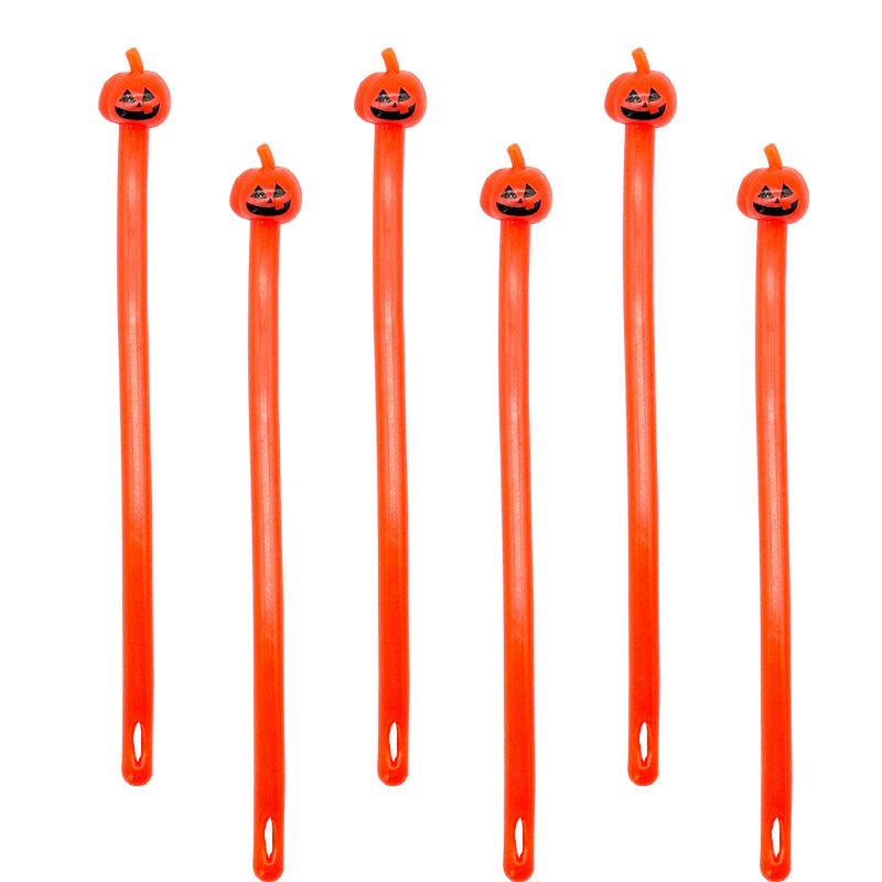 6pcs Noodle TPR Pumpkin Ghost Festival Lala Le Elastic Rope Bracelet Halloween Gift Stress Relief Toy Ventilatory Artifact