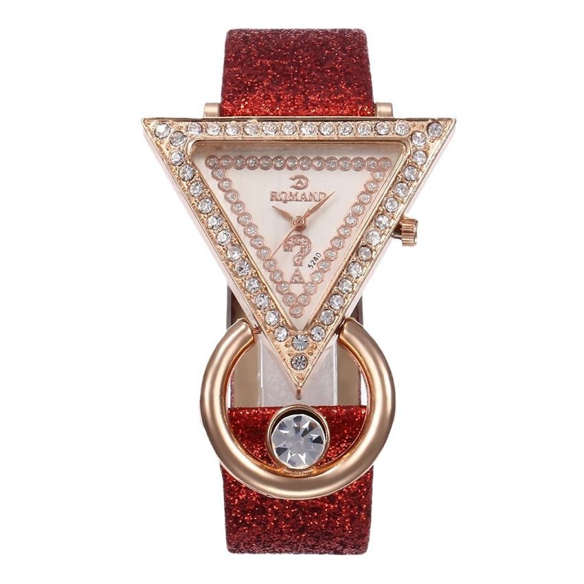 4PCS Set Woman Bracelet Watches Ladies New Fashion Triangle Crystal Leather Quartz Watch For Girls Gift Reloj Mujer Wristwatches