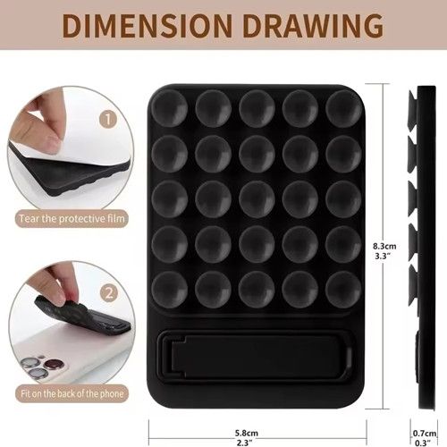 Suction Cup Phone Laptop Stand  Adjustable Silicone Base with Metal Holder Non-Slip Adhesive Mount for Glass Desk (Multi-Angle)