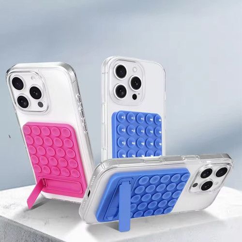 Suction Cup Phone Laptop Stand  Adjustable Silicone Base with Metal Holder Non-Slip Adhesive Mount for Glass Desk (Multi-Angle)