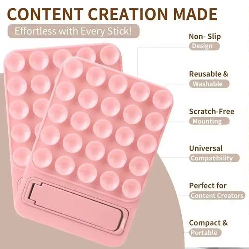 Suction Cup Phone Laptop Stand  Adjustable Silicone Base with Metal Holder Non-Slip Adhesive Mount for Glass Desk (Multi-Angle)