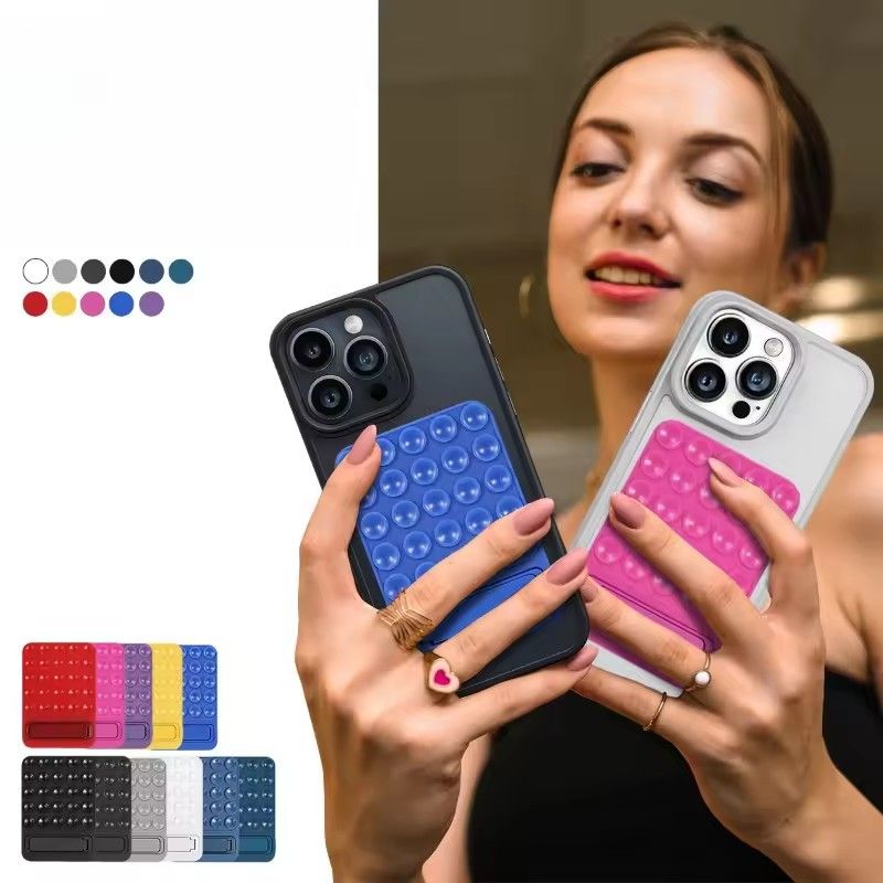 Suction Cup Phone Laptop Stand  Adjustable Silicone Base with Metal Holder Non-Slip Adhesive Mount for Glass Desk (Multi-Angle)