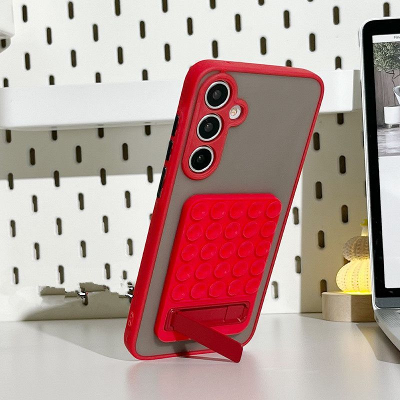 Suction Cup Phone Laptop Stand  Adjustable Silicone Base with Metal Holder Non-Slip Adhesive Mount for Glass Desk (Multi-Angle)