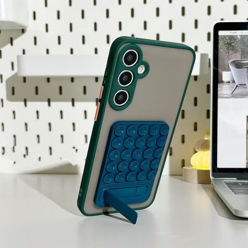 Suction Cup Phone Laptop Stand  Adjustable Silicone Base with Metal Holder Non-Slip Adhesive Mount for Glass Desk (Multi-Angle)