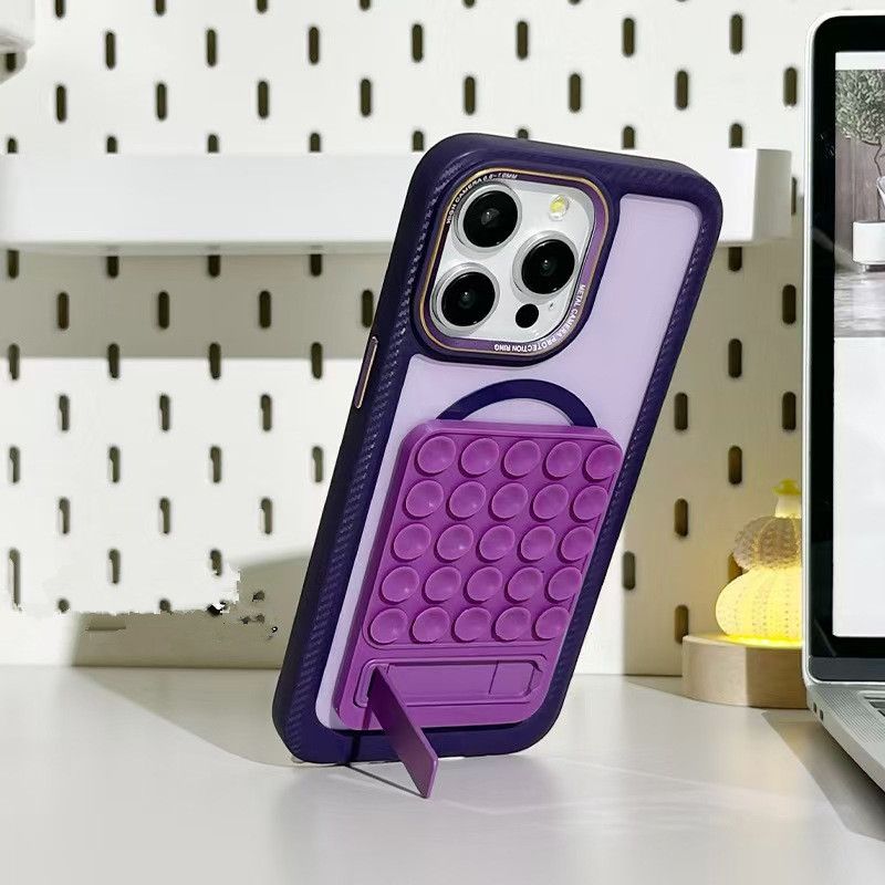 Suction Cup Phone Laptop Stand  Adjustable Silicone Base with Metal Holder Non-Slip Adhesive Mount for Glass Desk (Multi-Angle)