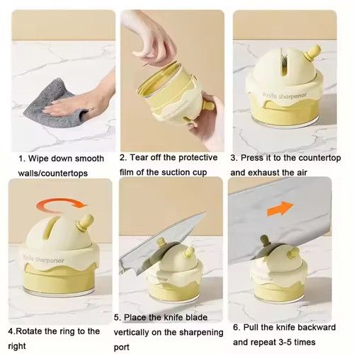 Ceramic Ice Cream Knife Sharpener for Kitchen Mini Suction Cup Quick Waterproof Professional Sharpening Stone