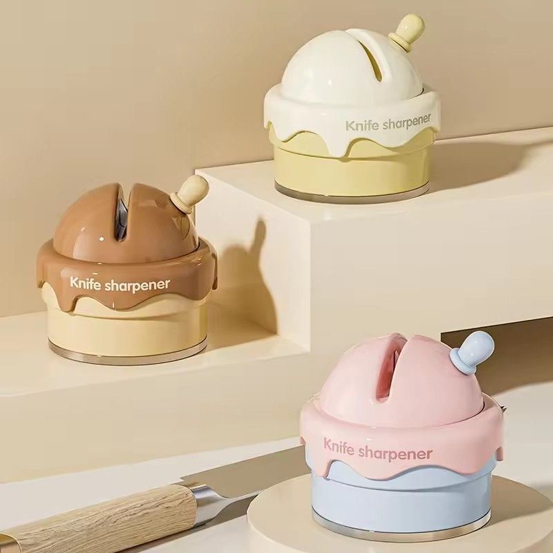 Ceramic Ice Cream Knife Sharpener for Kitchen Mini Suction Cup Quick Waterproof Professional Sharpening Stone