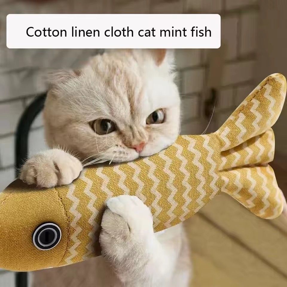 Teeth Grinding Catnip Toys Funny Interactive Plush Cat Toy Pet Kitten Chewing Vocal Toy Fish Bite Cat mint For Cats Exercise Toy