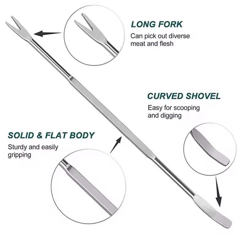 5pcs Seafood Lobster Crab Needle Multifunction Crab Leg Crackers Tools Stainless Steel Seafood Nut Forks Spoon Kitchen Gadgets
