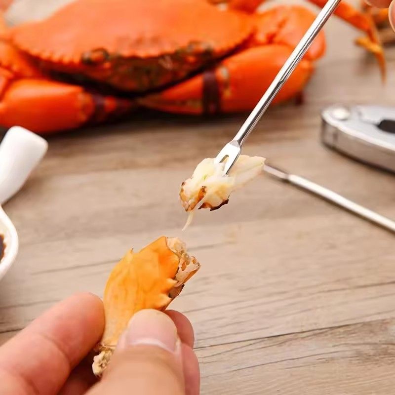 5pcs Seafood Lobster Crab Needle Multifunction Crab Leg Crackers Tools Stainless Steel Seafood Nut Forks Spoon Kitchen Gadgets