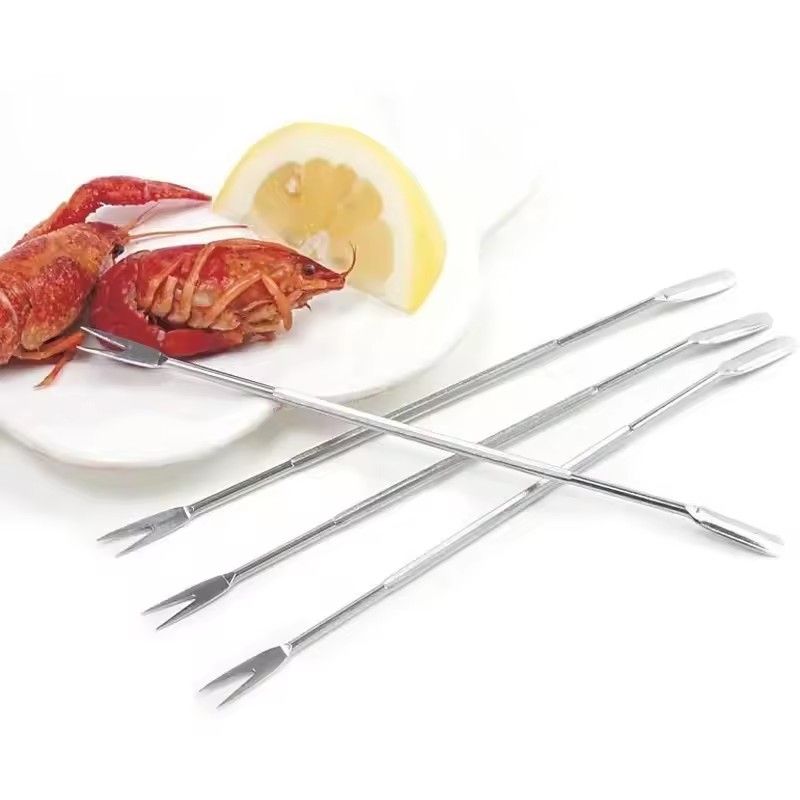 5pcs Seafood Lobster Crab Needle Multifunction Crab Leg Crackers Tools Stainless Steel Seafood Nut Forks Spoon Kitchen Gadgets
