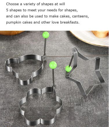 5pcs Style Stainless Steel Fried Egg Mold Heart Pancake Maker Breakfast Baking Omelette Rings Cooking Tools Kitchen Accessories