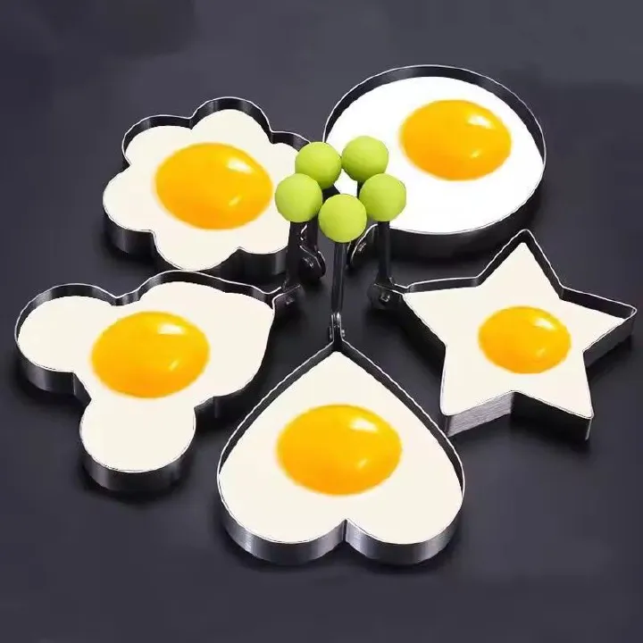 5pcs Style Stainless Steel Fried Egg Mold Heart Pancake Maker Breakfast Baking Omelette Rings Cooking Tools Kitchen Accessories