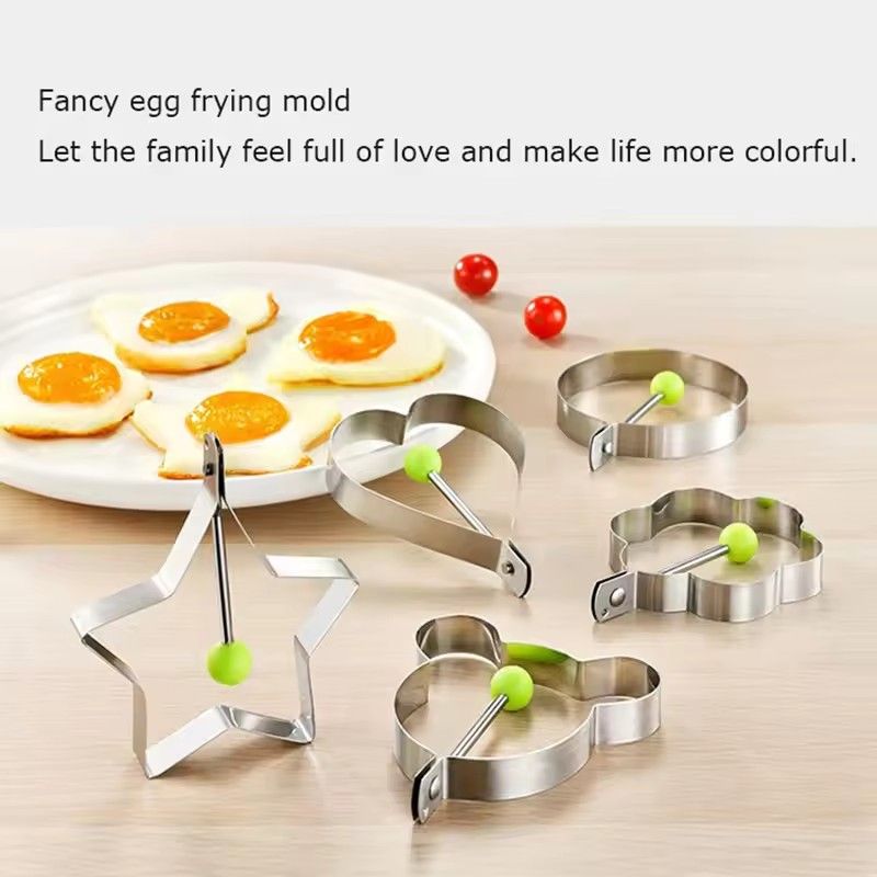 5pcs Style Stainless Steel Fried Egg Mold Heart Pancake Maker Breakfast Baking Omelette Rings Cooking Tools Kitchen Accessories