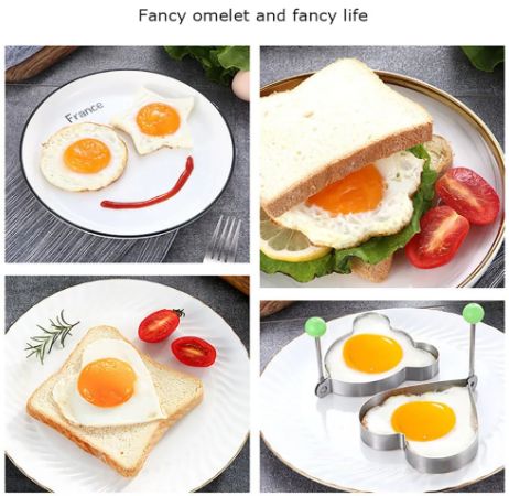 5pcs Style Stainless Steel Fried Egg Mold Heart Pancake Maker Breakfast Baking Omelette Rings Cooking Tools Kitchen Accessories