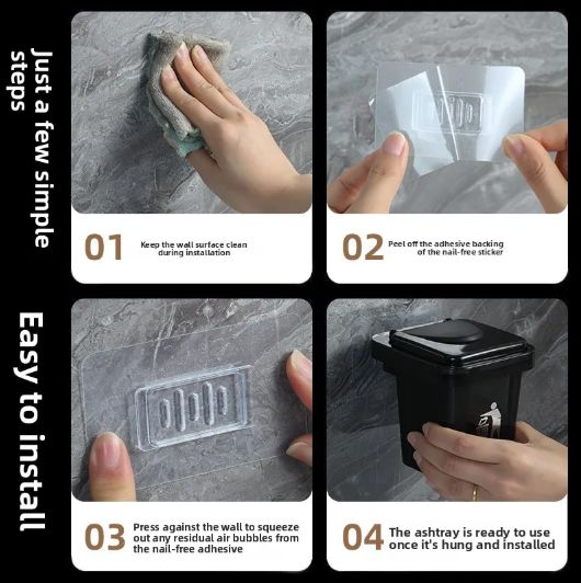 1PC Creative trash can ashtray, household with lid, living room wall-mounted toilet, bathroom ins ashtray, anti-fly ash