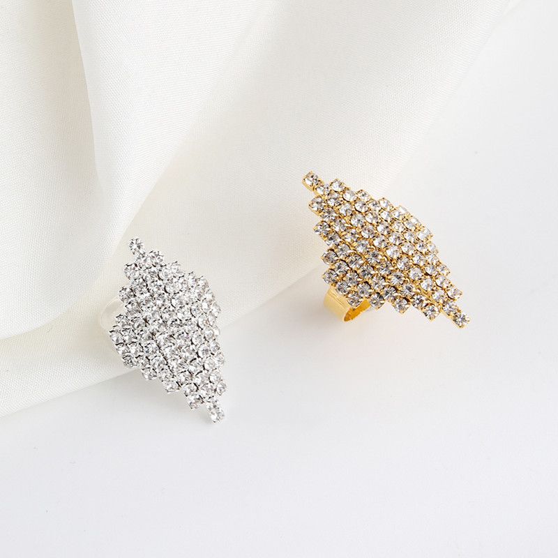 1PC Vintage Luxury Fashion Wedding Diamond Shaped Crystal Ring With Adjustable Couple Engagement Ring, Suitable for Women