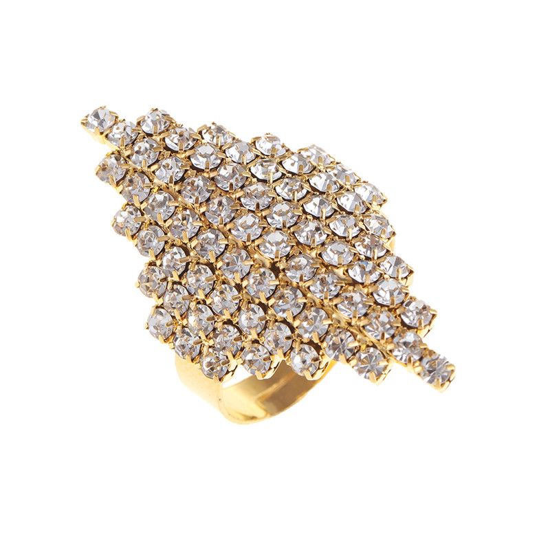 1PC Vintage Luxury Fashion Wedding Diamond Shaped Crystal Ring With Adjustable Couple Engagement Ring, Suitable for Women