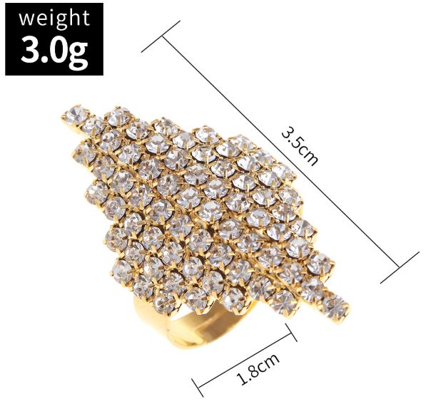 1PC Vintage Luxury Fashion Wedding Diamond Shaped Crystal Ring With Adjustable Couple Engagement Ring, Suitable for Women