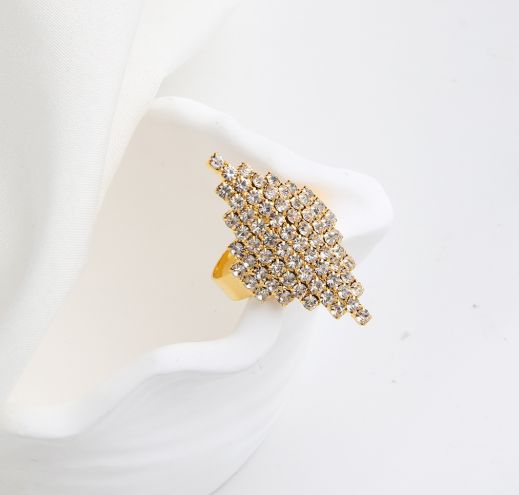 1PC Vintage Luxury Fashion Wedding Diamond Shaped Crystal Ring With Adjustable Couple Engagement Ring, Suitable for Women