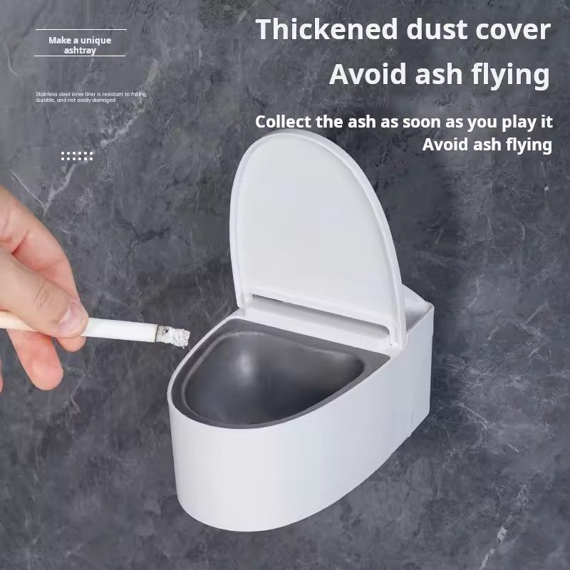 Funny Ashtray Wall Mounted Punch Free Ashtray Creative Toilet Shaped Smoking Ash Storage Box Cigarette Box Bathroom Decoration