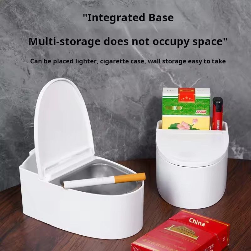 Funny Ashtray Wall Mounted Punch Free Ashtray Creative Toilet Shaped Smoking Ash Storage Box Cigarette Box Bathroom Decoration