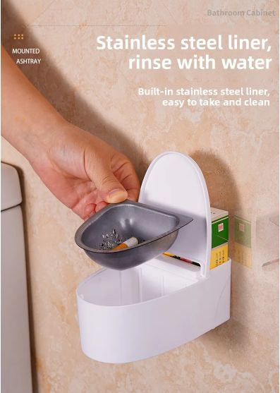Funny Ashtray Wall Mounted Punch Free Ashtray Creative Toilet Shaped Smoking Ash Storage Box Cigarette Box Bathroom Decoration