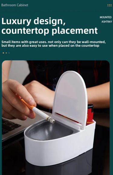 Funny Ashtray Wall Mounted Punch Free Ashtray Creative Toilet Shaped Smoking Ash Storage Box Cigarette Box Bathroom Decoration