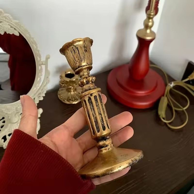 1PC Vintage Classical Candlestick Holders Bronze Candle Stand Candle Holder Home Decoration Ornament Tabletop Candle Holders