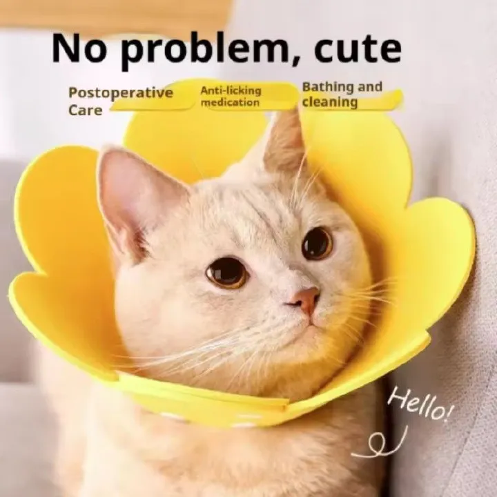 Cute Flower Shaped Cat Recovery Collars Adjustable Elizabethan Collars Puppy Kitten Anti-bite Healing Protective Collars