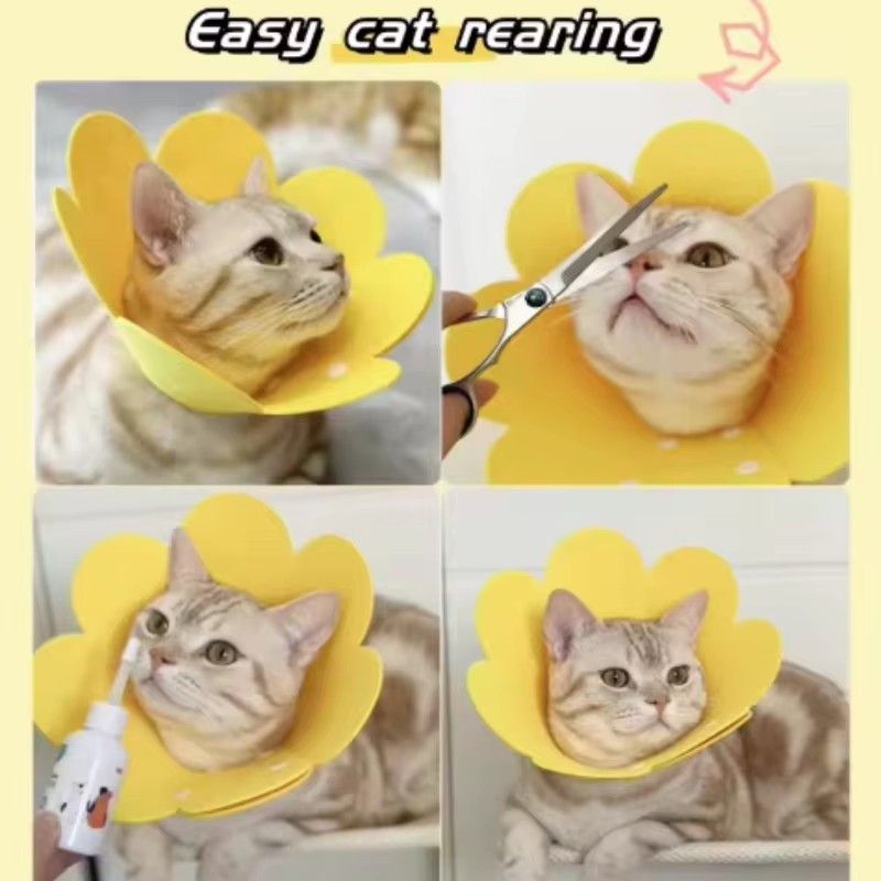 Cute Flower Shaped Cat Recovery Collars Adjustable Elizabethan Collars Puppy Kitten Anti-bite Healing Protective Collars