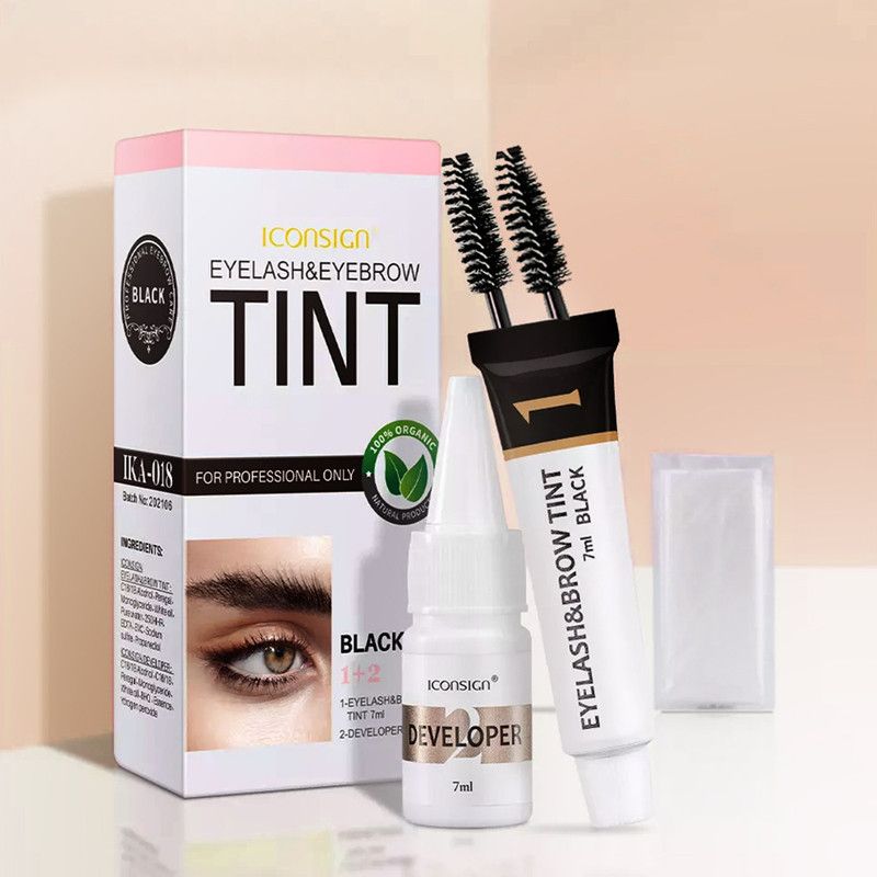 4PCS Eyelash Eyebrow Dye Tint Kit Fast Tint Brow Dye Gel Eyebrow Cream Black/Brown/Coffee Brow Enhancers Mascara Makeup Tool