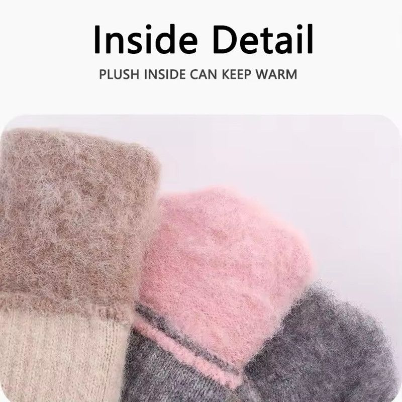 Winter Warm Knitted Gloves Cycling Skiing Touchscreen Wool Knitted Gloves Winter Thick Warm Adult Gloves Mittens For Men Women