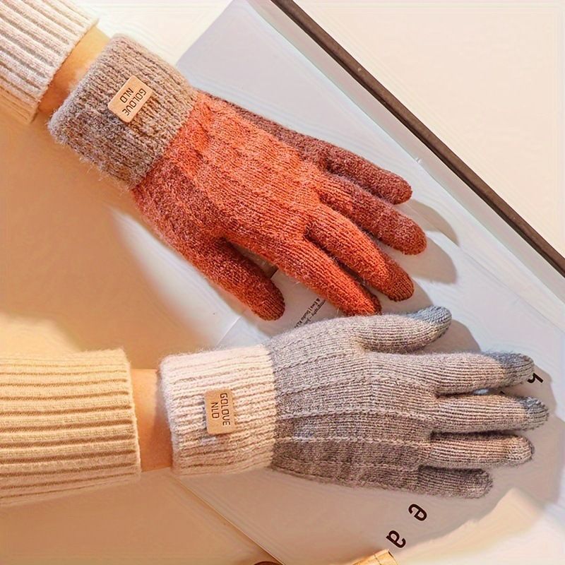 Winter Warm Knitted Gloves Cycling Skiing Touchscreen Wool Knitted Gloves Winter Thick Warm Adult Gloves Mittens For Men Women