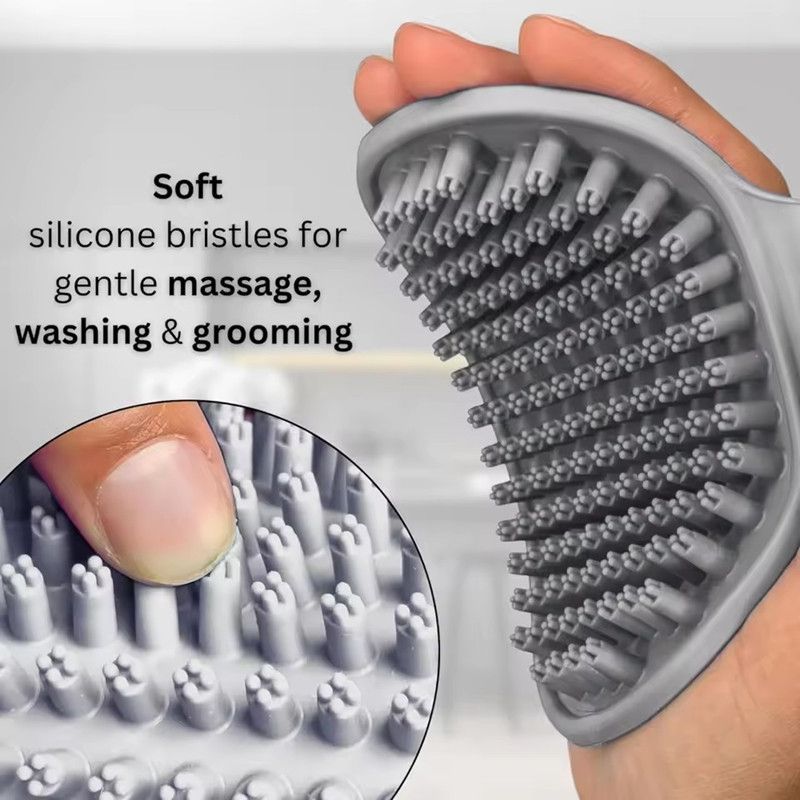 Dog Bath Brush - Silicone Grooming and Shedding Brush for Dogs & Cats, Puppy Essentials Dog Shampoo Brush, Pet Hair Removal Tool