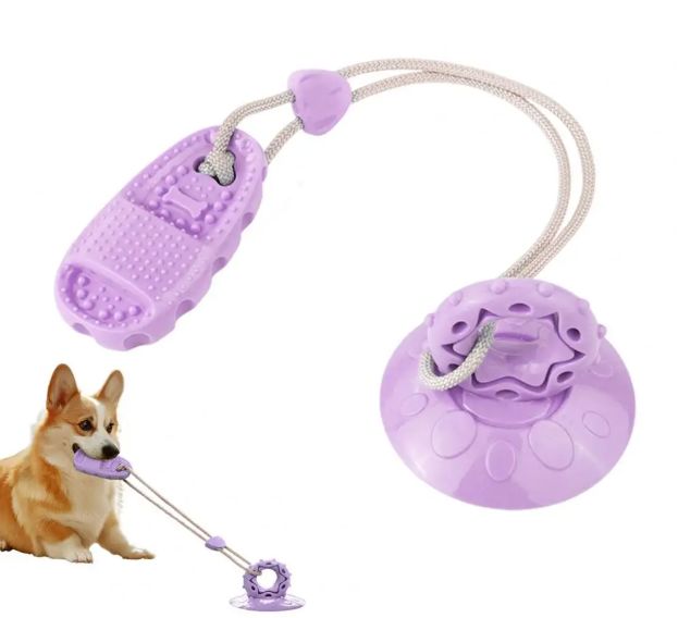 Large Dog Tug-of-war Game Dog Chew Toys with Rope & Vacuum Suction Cup Multifunctional Biting Ball Teeth Cleaning Pet Supplies