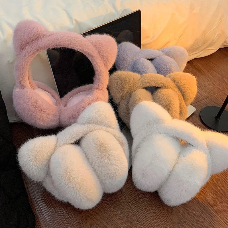 1PC Cat Ears Soft Plush Ear Warmer Winter Warm Earmuffs Fashion Ear Cover Outdoor Cold Protection Ear-Muffs Folding Earflap