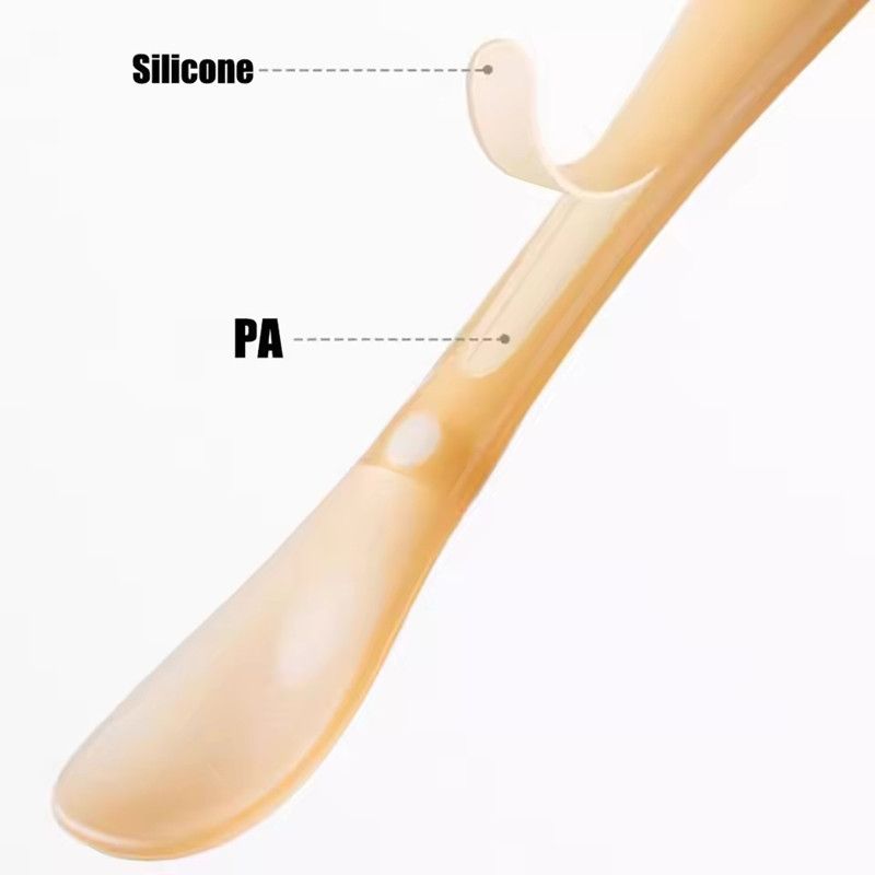 2pcs Hot Portable Baby feeding Spoon Safety Silicone with Cover Feeding Water Teething Spoon Dustproof Soft Tableware for Baby