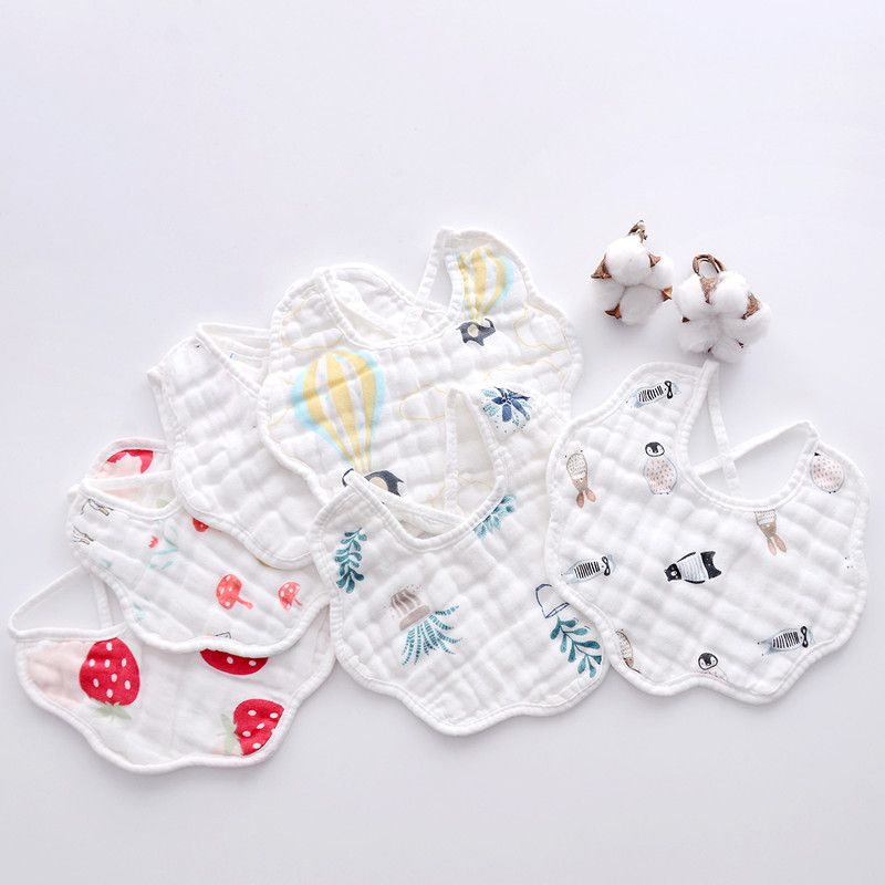 Pure Cotton Baby Scarf, Autumn and Winter Thick Baby Drooling Water bag, With Lace up Drooling Towel, Baby Lace up Printed bib