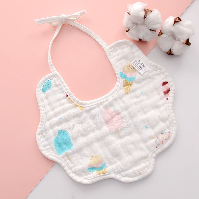 Pure Cotton Baby Scarf, Autumn and Winter Thick Baby Drooling Water bag, With Lace up Drooling Towel, Baby Lace up Printed bib