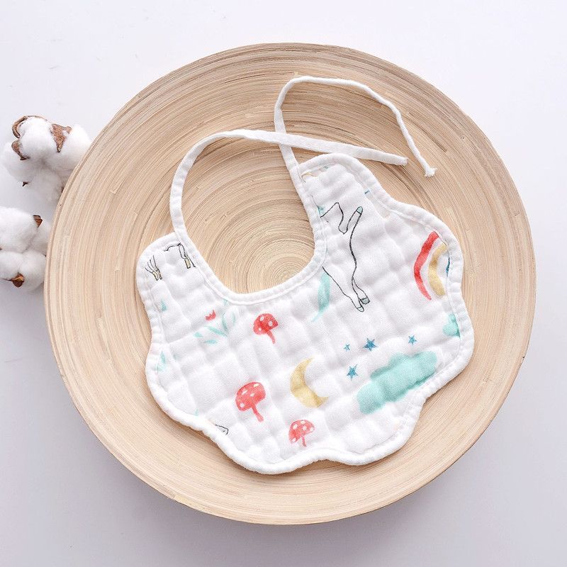 Pure Cotton Baby Scarf, Autumn and Winter Thick Baby Drooling Water bag, With Lace up Drooling Towel, Baby Lace up Printed bib