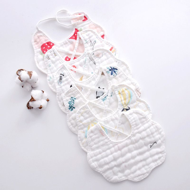 Pure Cotton Baby Scarf, Autumn and Winter Thick Baby Drooling Water bag, With Lace up Drooling Towel, Baby Lace up Printed bib